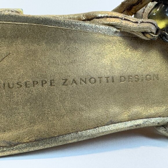 Giuseppe Zanotti Gold Leather & Bamboo Wedge Heels, EU 40 - Picture 8 of 16